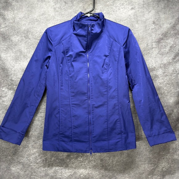 Lafayette 148 Jacket Full Zip Womens Size 2 Indigo Darted Career Lightweight - Picture 1 of 10